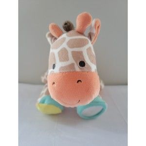 Carter's Plush Giraffe Brown Orange Aqua Rattle Teether Baby Crib Toy
